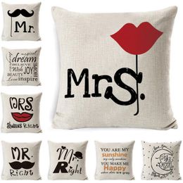 Valentines Day Pillow Case Letter Printed Throw Pillows Cover Linen Sqaure Pillow Cushion Covers Festival Home Decor 30 Designs YG984