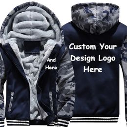 US Size Custom Mens Hoodies Print Design Customise Made Winter Fleece Thicken Camouflage Coat Sweatshirts High Quality C1117
