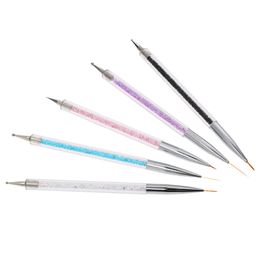 5pcs Nail Art Painting Brush 7/9/11/15/20mm Crystal Acrylic Drawing Line Nylon Pen Nail Liner Manicure Tool