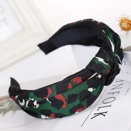 2019 new Korean version of leopard print cross two-color printing knotted wide-brimmed headband wash face headband