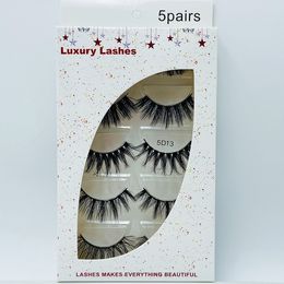 Handmade Natural Long Mink Eyelashes Extensions Set 5 pairs Thick Crisscross Curly Vivid Fake Lashes Mink Hair Merry Christmas Edition DHL