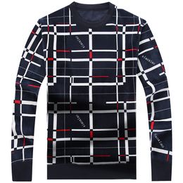 New Designer Pullover Plaid Men Sweater Mens Thick Winter Warm Jersey Knitted Sweaters Mens Wear Slim Fit Knitwear