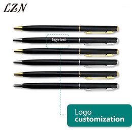Ballpoint Pens LZN 1mm Office Accessory Core Metal Pen Rotating School Stationery Customize Name/Text As Party Gifts Free