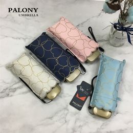 PALONY pocket mini small five compact folding umbrella with love style of the sun/rain female parasols 201218