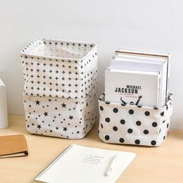 Desktop Storage Box Linen Toy Sundries Storage Basket Foldable Cosmetic Underware Organiser Waterproof Container Dot Plaid 21 Designs YG686