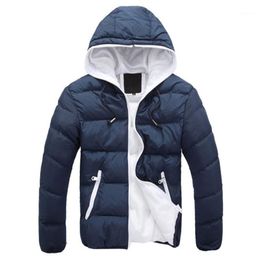 Men's Down & Parkas Wholesale- Hood Winter Jacket Men Warm Coat Thick Casual Fit Hooded Homme 4 Colours 1