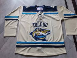 Custom Hockey Jersey Men Youth Women Vintage Echl Toledo Walleye Winterfest Cream Rare High School Size S-6XL or any name and number jersey