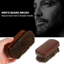 Men's Beard Brush Natural Horse Hair Mustache Shaving Brush Facial Hair Brush Wooden Handle