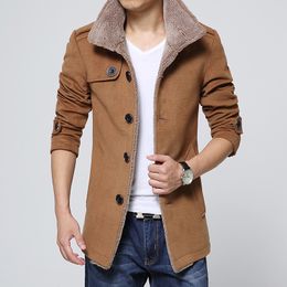 Men trench coat long Jackets Coats Slim Fit Men Windbreaker Outwear wool blends coat winter Plus Size New Jacket Overcoat LJ201106