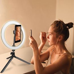 Dimmable 26cm 16cm Ring Light Desktop 3 Colours LED Selfie Ring Light For YouTuber Makeup Live Video Photo studio Light USB Plug