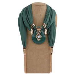 -Шарфы модные женщины сплошной цвет кисточка обертки шарф много стиль декоративные украшения ожерелье кулон Hijabs Heamme голова