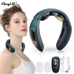 CkeyiN Electric Neck Massager Shoulder Pain Relief Cervical Vertebra Heating Magnetic Therapy Health Care Relaxation Massage 220121