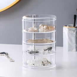 Transparent 4 Tiers Jewellery Storage Box With Lid Acrylic Makeup Organiser Rotating Jewellery Organiser Case High Quality Y11162915