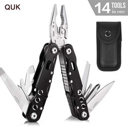 QUK Multitool Pliers Wire Stripper Crimping Repair Folding Mini Outdoor Camping Survival Knife Side Cutter Universal Hand Tools Y200321
