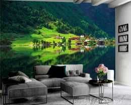 Custom 3d Landscape Wallpaper Beautiful Lakeside Villas 3d Wallpaper Romantic Landscape Decorative Silk Classic 3d Wallpaper