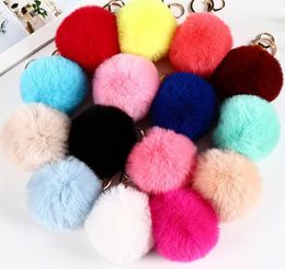 8cm Imitate Rabbit Fur Ball Keychain Pom Pom Car Handbag Keychains Decoration Fluffy Faux Rabbit Fur Key Ring Bag Accessories