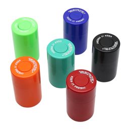Latest Cool Colorful Portable Sealed Vacuum Dry Herb Tobacco Grind Spice Miller Preroll Cigarette Smoking Stash Case Jars High Quality DHL
