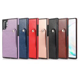 Shockproof Phone Cases for Samsung Galaxy S20 Note20 Ultra Note10 Plus Pure Colour PU Leather Protective Cover Case with Card Holder