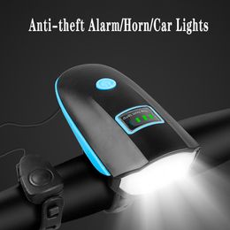 Mountain Bike LED Headlight Glare Flashlight USB Charging Live Horn Bell Riding Equipment Accessories Free Shipping
