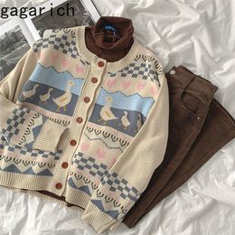 Gagarich Women Thick Sweater Ins Casual New Autumn Female Fashion Loose O-neck Long Sleeve Wear Cardigans 201221