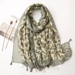 autumn and winter new style light green large size cotton and linen feel scarf travel sunscreen bali yarn shawl dualuse