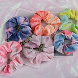 Velvet Headband Gradient Tie Dye Hair Band Girls Large Intestine Hairband Women Ponytail Holder Fashion Hair Accessories 10 Colors