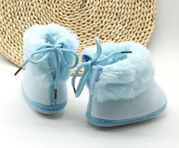 First Walkers 2022 Winter Snow Baby Boots Warm Fluff Balls Indoor Cottton Soft Rubber Sole Infant Born Toddler Shoes