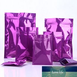 100Pcs Glossy Purple Grocery Retail Aluminum Foil Zip Lock Packaging Bag Scented Tea Mylar Heat Seal Storage Packing Bag