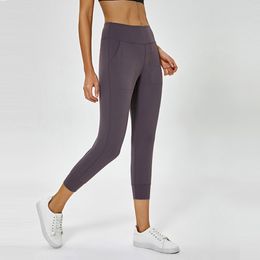 Women Sports Jogger Capris Back Waist Crop Running Active Lounge Crop with side pockets Tights Light weight stretch leggings 201203