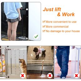 Home Pet Dog Fences Pet Isolated Network Stairs Gate Folding Mesh Playpen For Dog Cat Baby Safety Fence Dog Cage Pet Accessories LJ201203