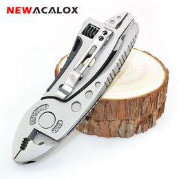 NEWACALOX Multitool Pliers Pocket Knife Screwdriver Set Kit Adjustable Wrench Jaw Spanner Repair Survival Hand Multi Tools Mini Y200321