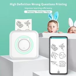 Pocket Thermal Printer Portable Mini Wirelessly BT Connect 200dpi Photo Label Memo List Printing Wireless Printer Clearly for Kids Student Wrong Question Record