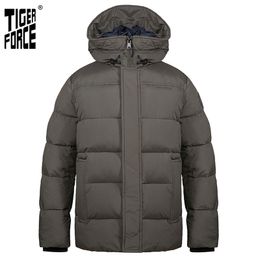 TIGER FORCE winter Men's jackets Mid-length Hooded Men's Winter Jacket Lining printing Warm Casual markers man Parka 70750 201217