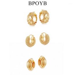 Hoop & Huggie BPOYB 2021 Top Fashion Plaid Earrings Gold Colour For Women Must Have Amazing Design Blogger's Same Earring1