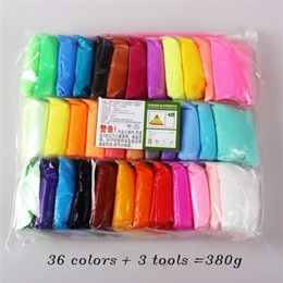 36Colors/set air Plasticine Super Soft Light Modeling 5D Playdough Foam Intelligent Polymer Clay 250/380g 201226