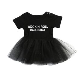 Pudcoco Infant Baby Mädchen Kleidung Tüll Rock N Roll Brief Print Strampler Kleid Prinzessin Tüll Spitze Kleid Outfit Set 0- LJ201221