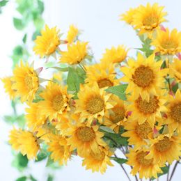 Simulation of 7 sunflower Decorative Flowers bouquets artificial home decoration silk flower