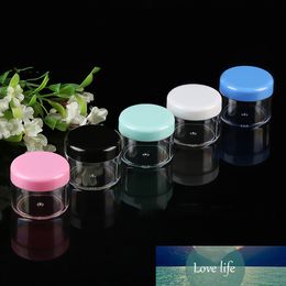 10pcs 3g/5g/10g/15g/20g Empty Plastic Cosmetic Jars Clear Makeup Container Face Cream Sample Storage Pot With multi-color Caps