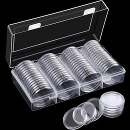 Box 60Pcs Transparent Plastic Coin Capsules 41mm Case Holder Container Silver Eagles Collection Storage Box LJ200812