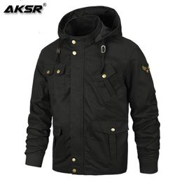 AKSR Mens Autumn Winter Thermal Cotton Outerwear Men Military Hooded Jacket Male Plus Size Jackets Coat Brand Clothing LJ201013