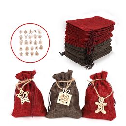 DIY Numbers Bag Christmas Advent Calendar Countdown Ornament Gift Bags Candy Storage Pouches Home Decorations JK2011PH