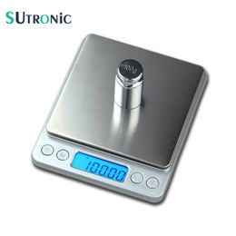 SU01 500g x 0.01g Portable Mini Electronic Food Scales Pocket Case Kitchen Jewellery Weight Balanca Digital Scale With 2 Tray 201116