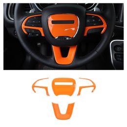 ABS Car Steering Wheel Cover Dcoration Accessories Orange for Dodge Challenger /Charger 2015 UP Interior Accessories