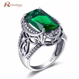 Dubai Engagement Wedding Jewellery Real 925 Sterling Silver Created Emerald Stone Lover Rings China Silver Brand Fine for Women