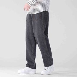 2021 Осенняя новая мужская мульти-карманная дымная серая прямая нога джинсовая одежда гарем брюки мешги джинсы G0104