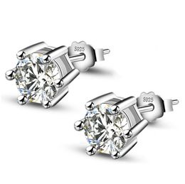 Studs 5MM 925 silver Luxury Crystal Zircon Stud Earrings Anti Allergic Elegant women girls noble Jewellery earrings