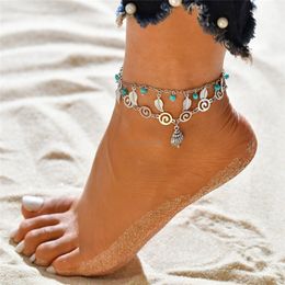 Leaf multilayer anklet chains Shell Elephant mermaid anklets foot chains bracelet women chains fashion jewelry will and sandy