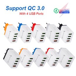 Quick Charger 3.0 USB Charger for iPhone QC 3.0 4 Ports Fast Wall Charger US EU UK Plug Adapter for Samsung