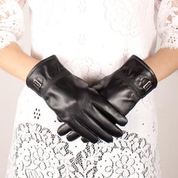 Luxury Women Leather Gloves Genuine Fashion Girls Party Show Dancing Female