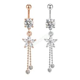 Long Dangle Bead Butterfly Navel Piercing & Bell Button Rings Surgical Stainless Steel for Women Fashion Summer Beach Party Jewellery